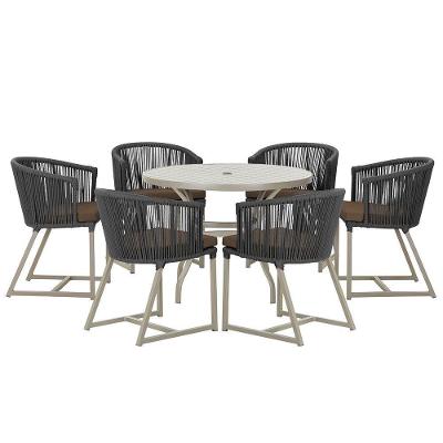 Mesa E 6 Cadeiras De Jantar Noronha Fendi E9 Trama Original Preto