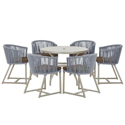 Mesa e 6 Cadeiras De Jantar Noronha Fendi E9 Trama Original Prata
