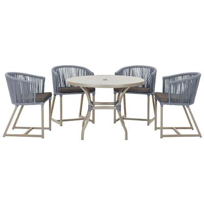 Mesa Com 4 Cadeiras E Noronha Estofado 11 Trama Original Prata