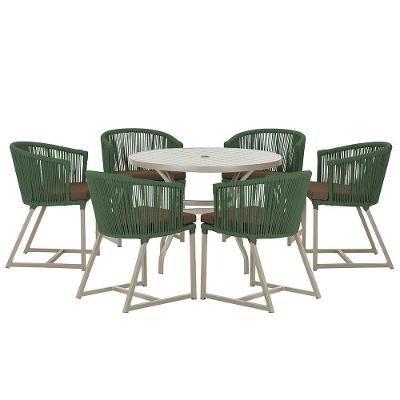 Mesa E 6 Cadeiras De Jantar Noronha Fendi E9 Trama Original Verde
