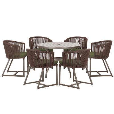 Mesa E 6 Cadeiras Jantar Noronha Marrom E13 Trama Original Marrom