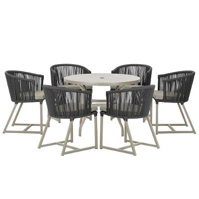 Mesa e 6 Cadeiras De Jantar Noronha Fendi E8 Trama Original Preto