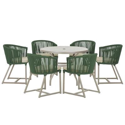Mesa E 6 Cadeiras De Jantar Noronha Fendi E7 Trama Original Verde