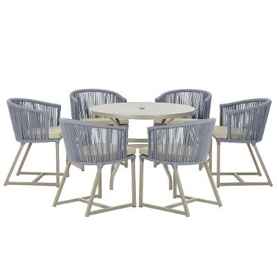 Mesa e 6 Cadeiras De Jantar Noronha Fendi E7 Trama Original Prata