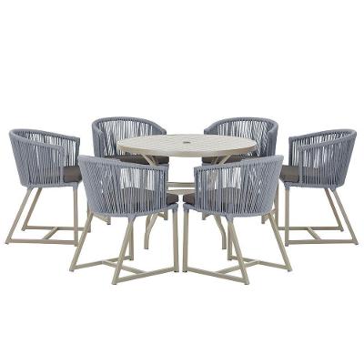Mesa E 6 Cadeiras De Jantar Noronha Fendi E11 Trama Original Prata