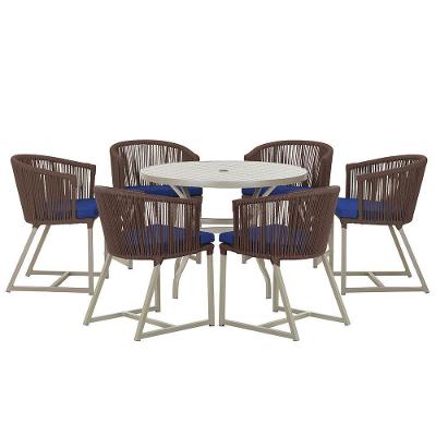 Mesa E 6 Cadeiras De Jantar Noronha Fendi E10 Trama Original Marrom