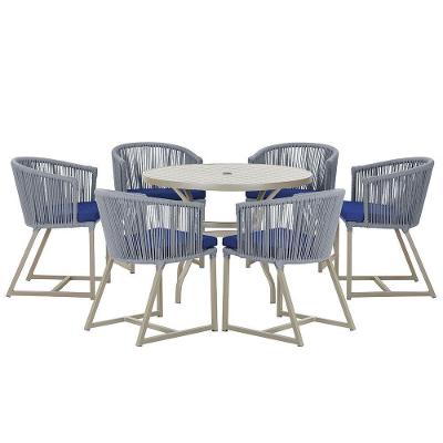 Mesa e 6 Cadeiras De Jantar Noronha Fendi E10 Trama Original Prata