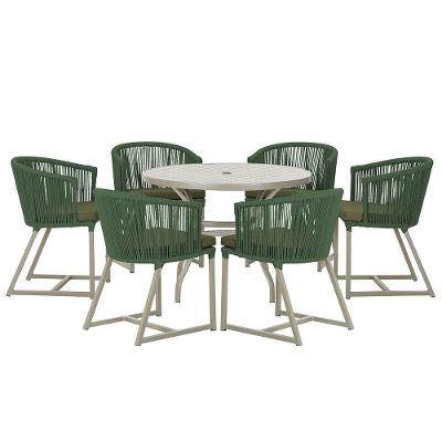 Mesa e 6 Cadeiras De Jantar Noronha Fendi E13 Trama Original Verde