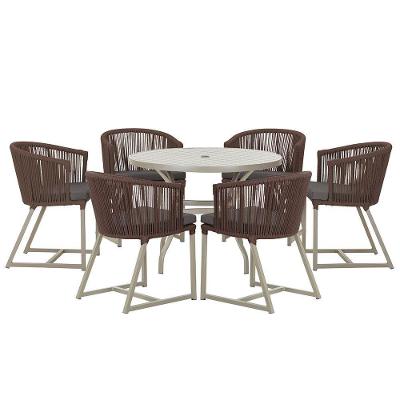 Mesa e 6 Cadeiras De Jantar Noronha Fendi E11 Trama Original Marrom