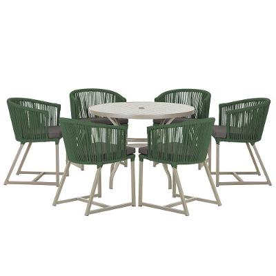 Mesa e 6 Cadeiras De Jantar Noronha Fendi E11 Trama Original Verde