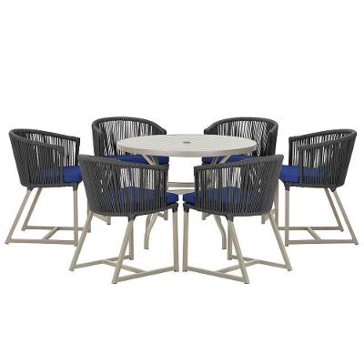 Mesa e 6 Cadeiras De Jantar Noronha Fendi E10 Trama Original Preto