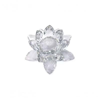 Enfeite Decoração De Cristal Vidro Flor De Lotus Para Sala Quarto Cristaleira Pequeno 8cm Cor:transparente