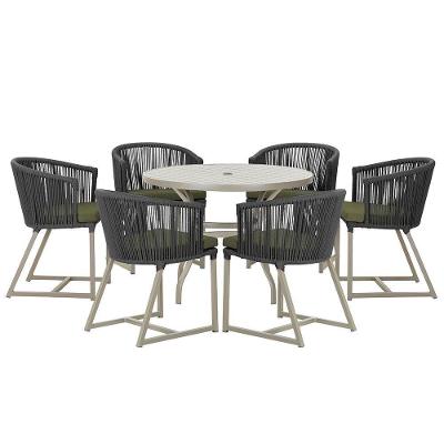 Mesa E 6 Cadeiras De Jantar Noronha Fendi E13 Trama Original Preto