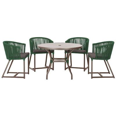 Mesa Com 4 Cadeiras E Noronha Estofado 11 Trama Original Verde