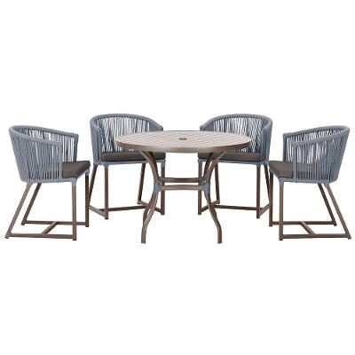 Mesa Com 4 Cadeiras E Noronha Estofado 11 Trama Original Prata