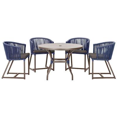 Mesa Com 4 Cadeiras E Noronha Estofado 11 Trama Original Azul