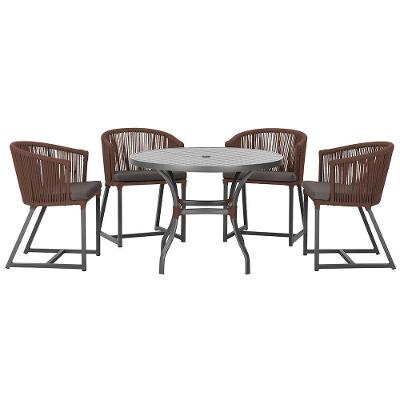 Mesa Com 4 Cadeiras E Noronha Estofado 11 Trama Original Marrom