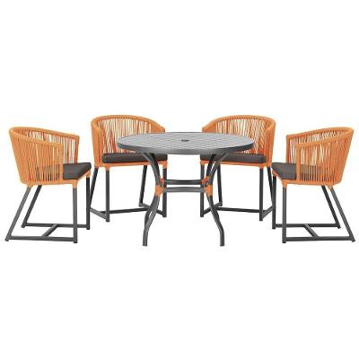 Mesa Com 4 Cadeiras E Noronha Estofado 11 Trama Original Terra Cota