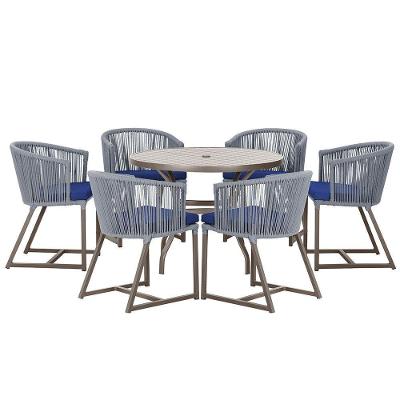 Mesa E 6 Cadeiras Jantar Noronha Marrom E10 Trama Original Prata