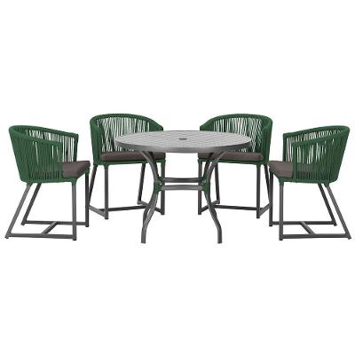 Mesa Com 4 Cadeiras E Noronha Estofado 11 Trama Original Verde