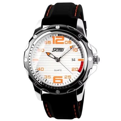 Relógio Esportivo Com Pulseira De Silicone À Prova Da Água 3atm Branco Laranja