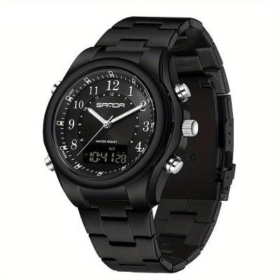 Relógio Masculino Fashion Pulseira De Aço Inoxidável Resistente À Água 50m Preto