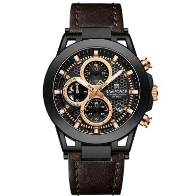 Relógio Analógico Design Esportivo Impermevel À Prova Da Água Pulseira Em Couro Ecológico Marrom Rose