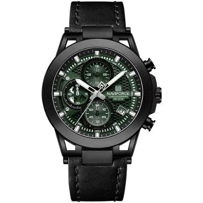 Relógio Analógico Design Esportivo Impermevel À Prova Da Água Pulseira Em Couro Ecológico Verde