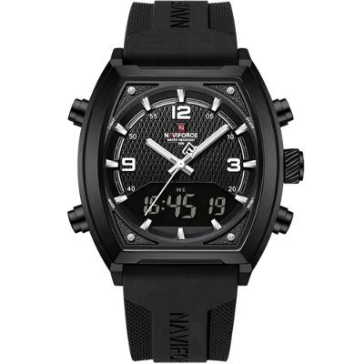 Relógio Digital Masculino Pulseira De Silicone Quartzo Tonneau Duplo Display Esportivo Preto