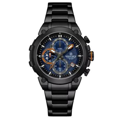 Relógio Masculino Quartzo Com Cronógrafo Esportivo Impermeavel Em Aço Inoxidável Preto Marinho