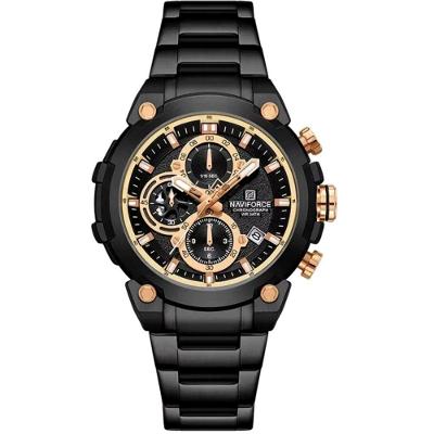 Relógio Masculino Quartzo Com Cronógrafo Esportivo Impermeavel Em Aço Inoxidável Preto Rose