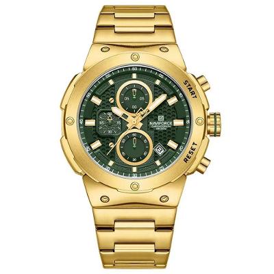 Relógio De Quartzo Esportivo Militar Em Aço Inoxidável À Prova Da Água Impermeavel Verde Dourado