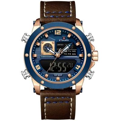 Relógio Masculino De Exibição Dupla Esportivo Militar De Quartzo Impermeavel 3atm À Prova Da Água Azul Dourado