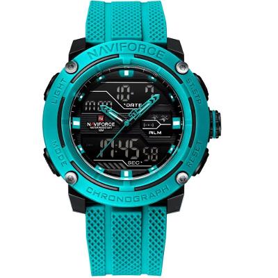 Relógio Esportivo Masculino Dupla Exibição De Quartzo Pulseira Silicone 5atm À Prova Da Água Azul