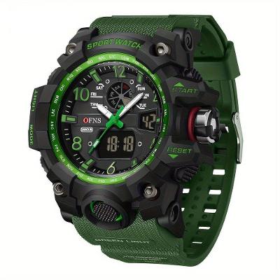 Relógio Esportivo Masculino Ofns S3169 Dupla Exibição Verde
