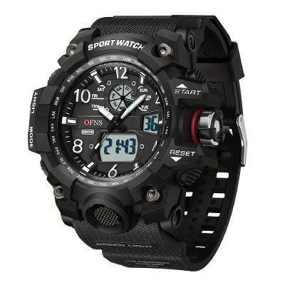 Relógio Esportivo Masculino Ofns S3169 Dupla Exibição Preto E Branco