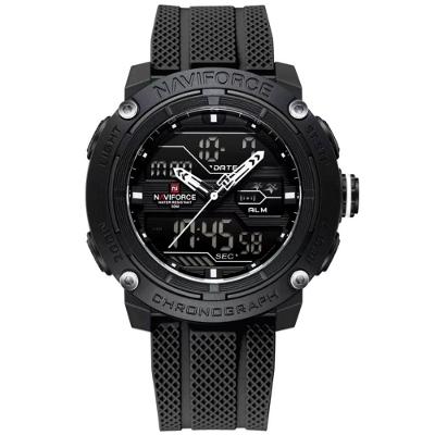 Relógio Esportivo Masculino Dupla Exibição De Quartzo Pulseira Silicone 5atm À Prova Da Água Preto
