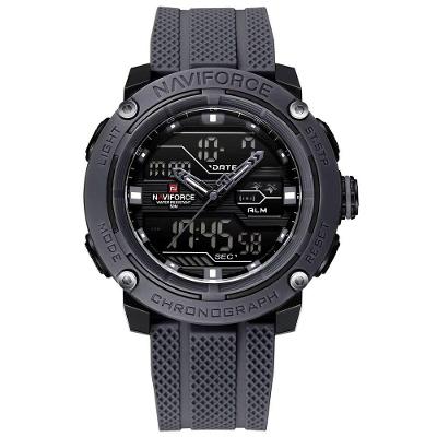 Relógio Esportivo Masculino Dupla Exibição De Quartzo Pulseira Silicone 5atm À Prova Da Água Cinza