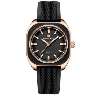 Relógio Feminino De Quartzo Casual Com Pulseira De Silicone Impermeavel 3atm Preto Dourado
