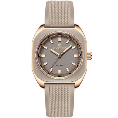 Relógio Feminino De Quartzo Casual Com Pulseira De Silicone Impermeavel 3atm Bege Cinza
