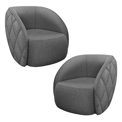 Kit 02 Poltronas Decorativa Para Sala Living Olimpo M03 Linho Chumbo - Lyam Decor