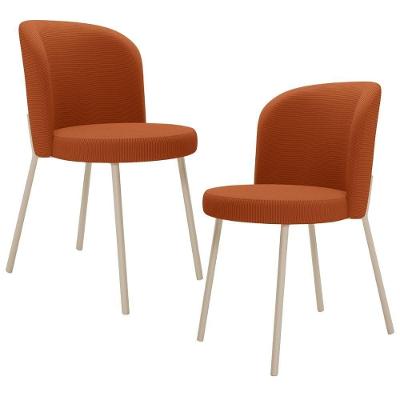 Kit 2 Cadeiras Sala De Jantar Estofada Gavi Arena L02 Tecido Terracota Lyam Decor