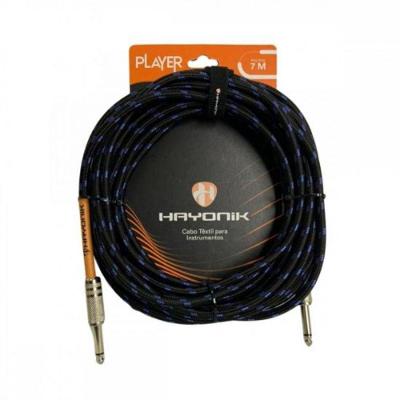 Cabo Para Instrumentos Player P10 Textil 7m Preto-azul Hayonik