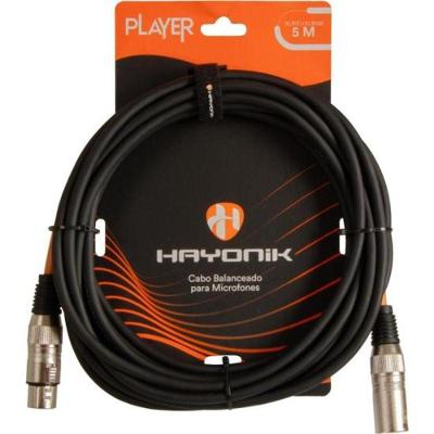 Cabo Para Microfone Player Xlr(f) X Xlr(m) 5m Preto Hayonik