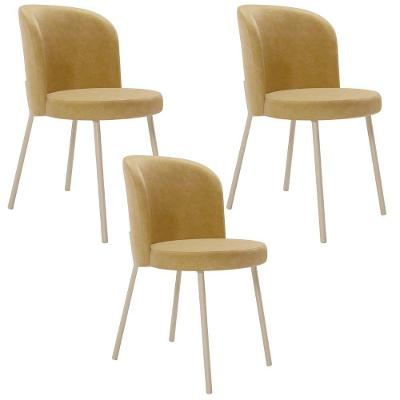 Kit 3 Cadeiras Sala De Jantar Estofada Gavi Arena L02 Couríssimo Fendi Lyam Decor
