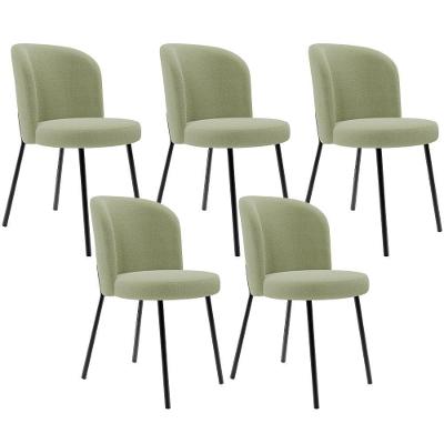 Kit 5 Cadeiras Sala De Jantar Estofada Gavi L02 Bouclê Oliva Lyam Decor