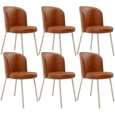 Kit 6 Cadeiras Sala De Jantar Estofada Gavi Arena L02 Couríssimo Camel Lyam Decor