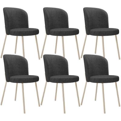 Kit 6 Cadeiras Sala De Jantar Estofada Gavi Arena L02 Linho Cinza Escuro Lyam Decor