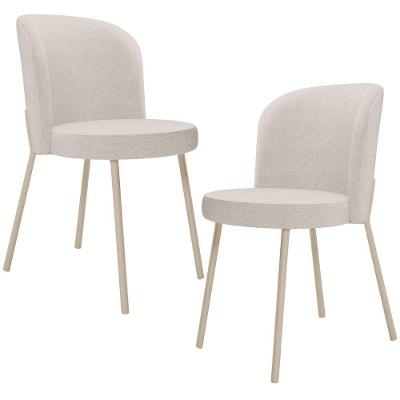 Kit 2 Cadeiras Sala De Jantar Estofada Gavi Arena L02 Linho Cru Lyam Decor
