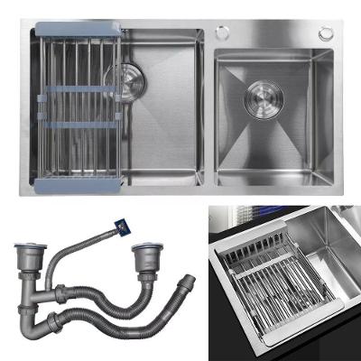 Cuba Cozinha Dupla Goumert Aço Inox Escorredor Luxo Lava Louça Alimentos Limpa Pia Balcao Bancada Area Externa